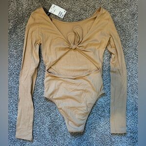 H&M 10 long sleeve open back tie bodysuit